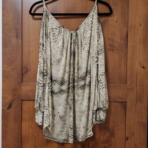 Semi sheer snake print top!
